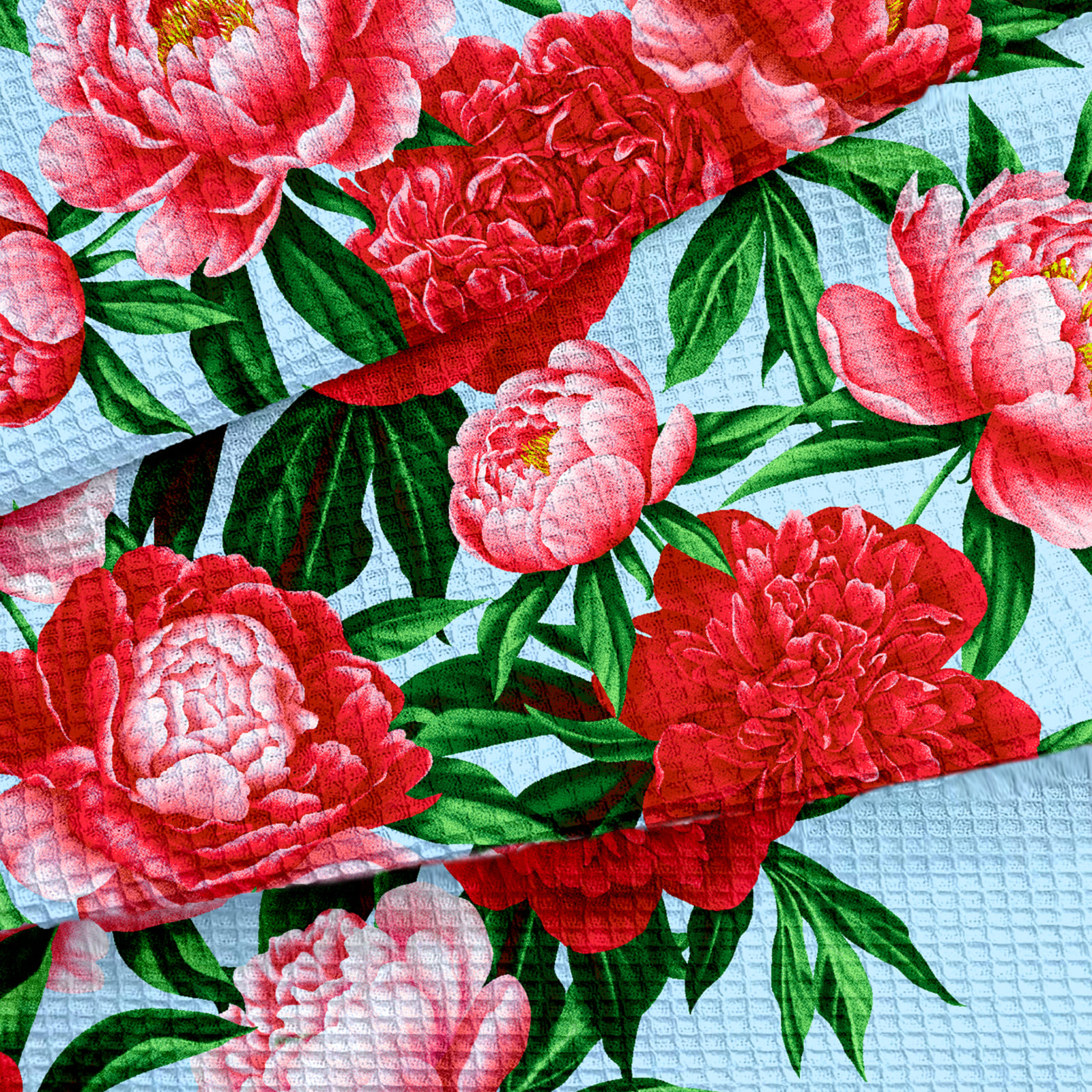 Полотно вафельное 50 см наб рис.29438-1 Пионы - 1