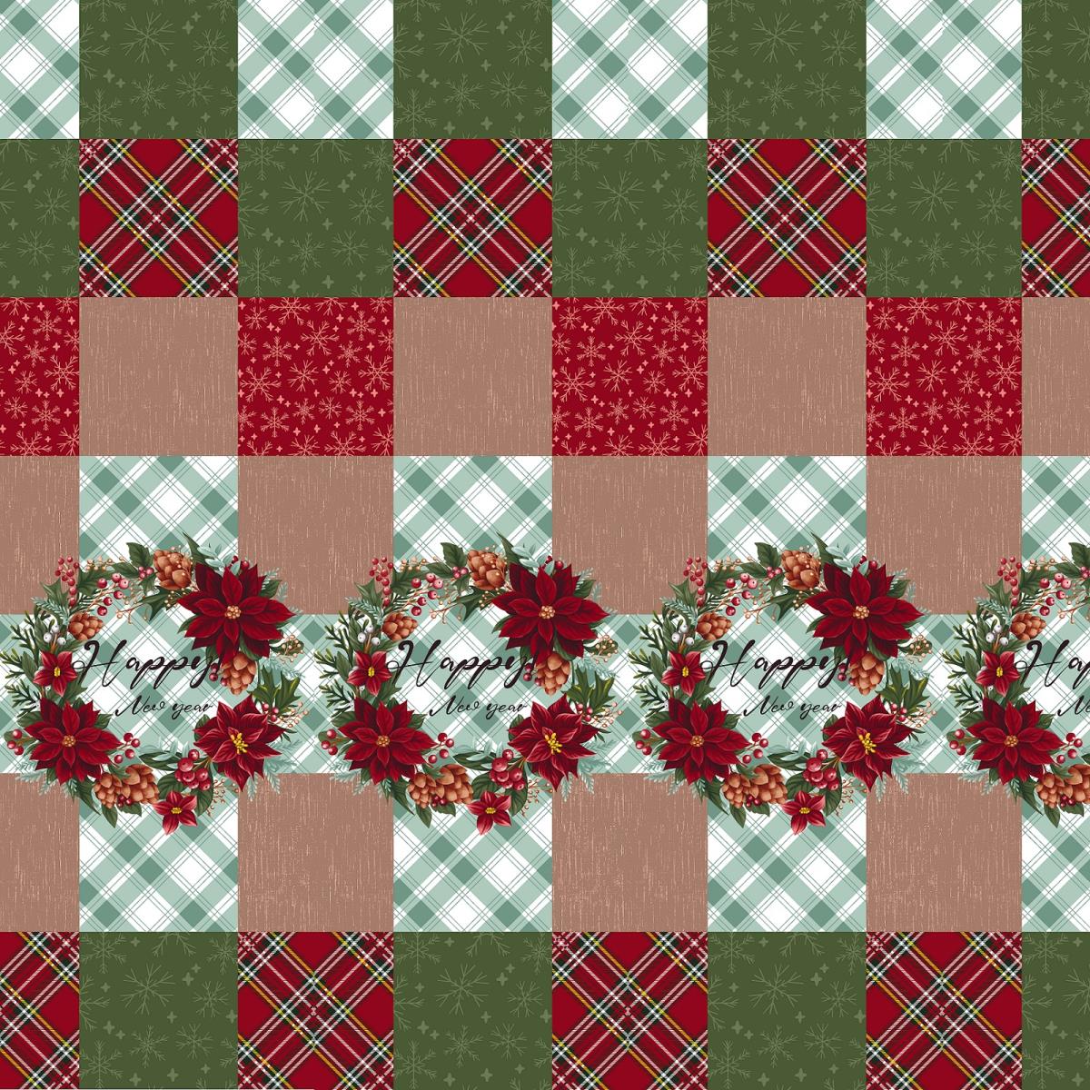 Перкаль 220 см наб рис.7228-1 Новогодний пэчворк - 1