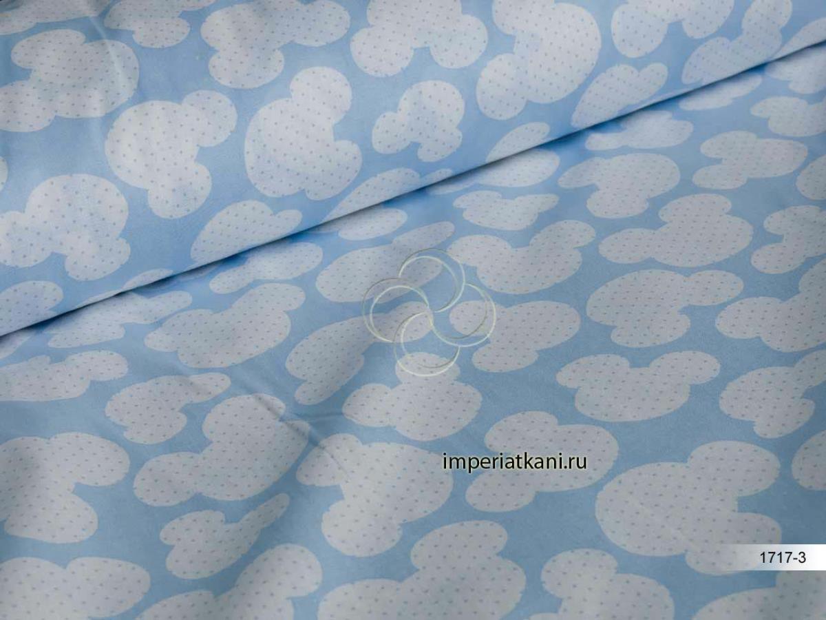 Бязь наб 150 см рис.1717/3 Микки Маус голубой - 0