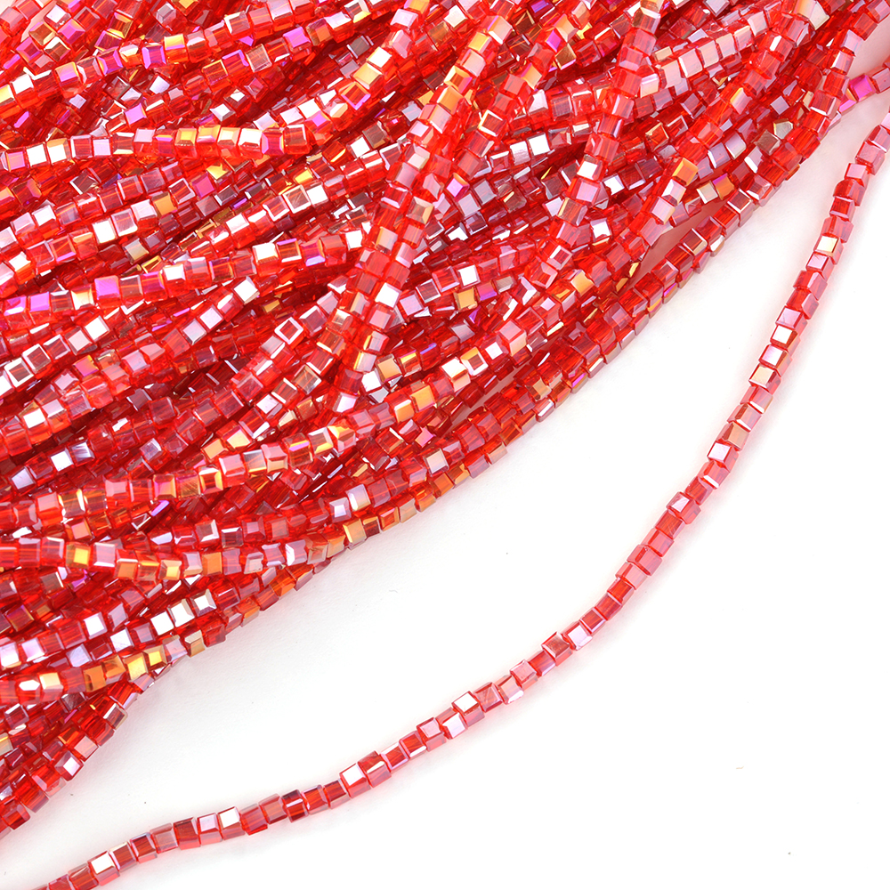 Бусины гранёные на нитях  (стекло)  2мм (50 бусин) - 0