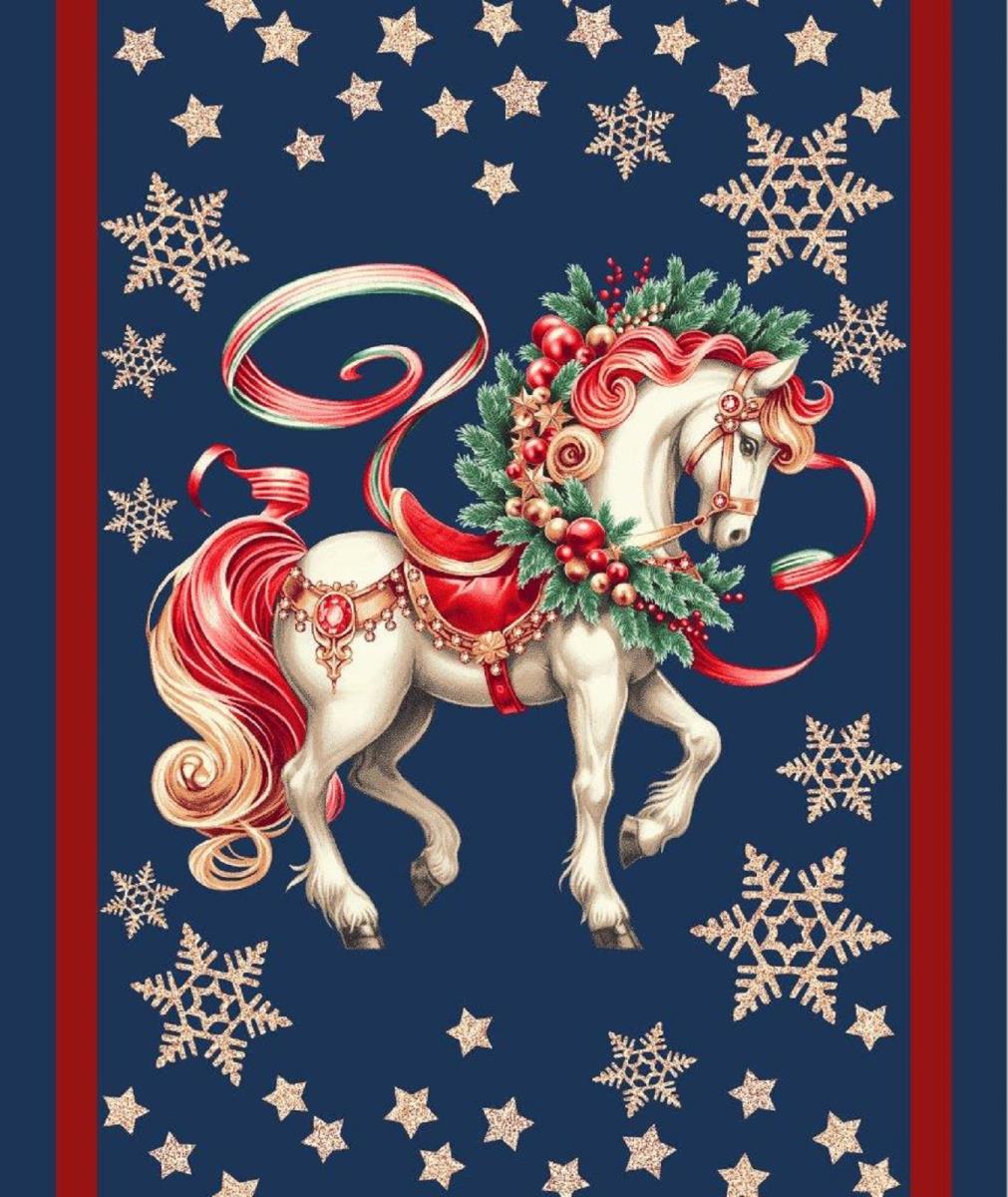 Полотно вафельное 50 см наб рис.29403-3 Сказочный конь - 0