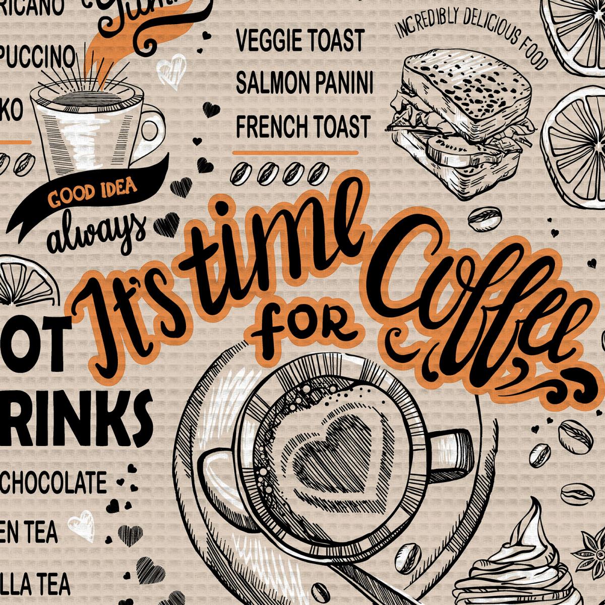 Полотно вафельное 50 см наб рис.62001-1 Time coffee - 0