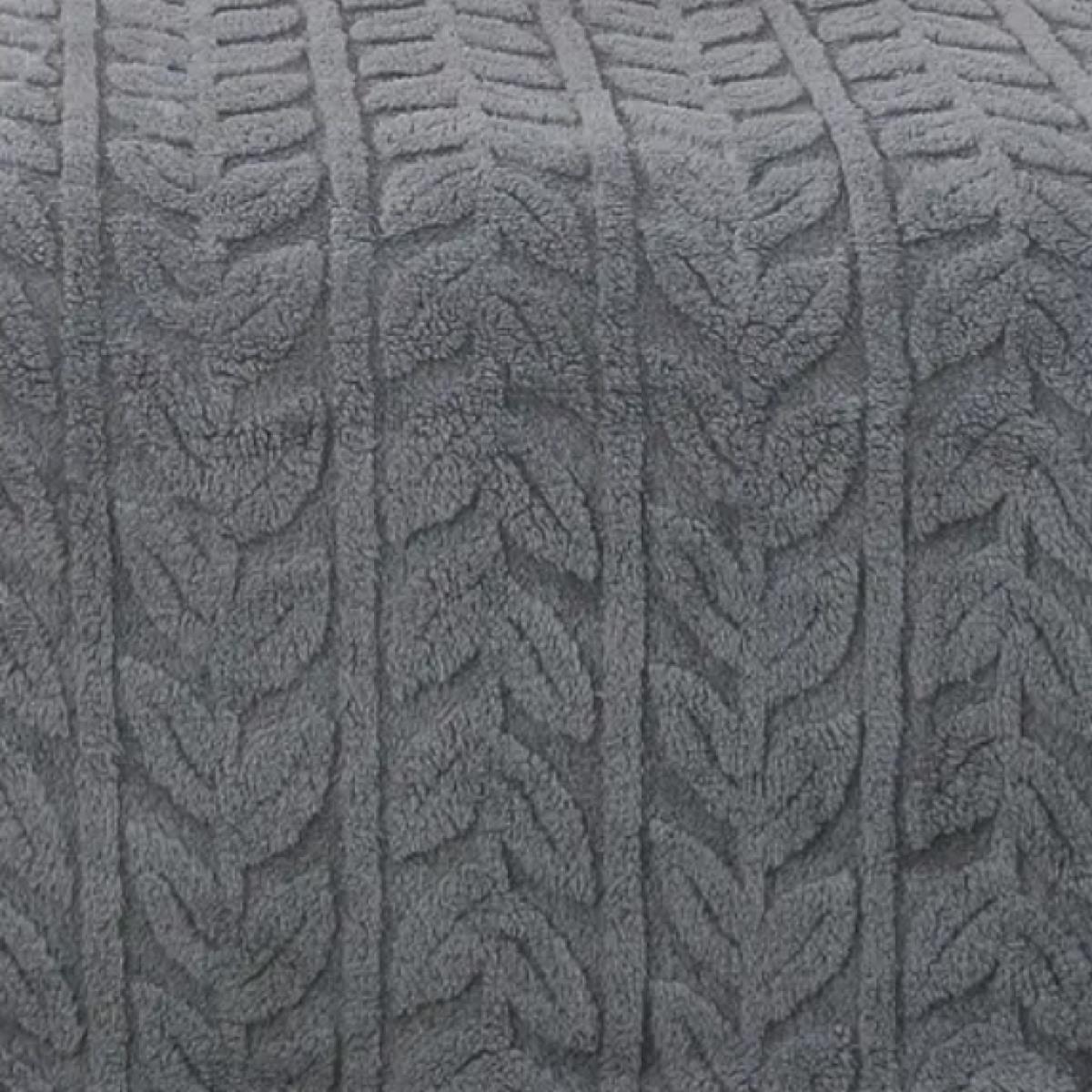 Плед велсофт Vse DOMA шерпа, листья, серый - 0