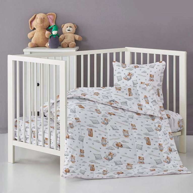 КПБ детский перкаль (нав.40*60) Сонный мишка БДА - 0