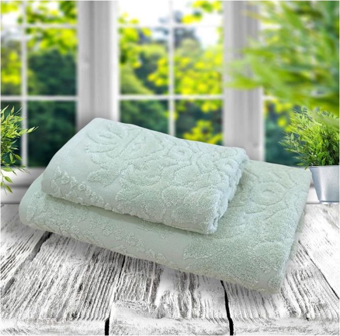 Полотенце махровое DAMASK 100% хлопок, зеленый - 0