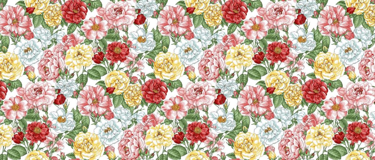 Рогожка 150 см наб рис.13345-3 Цветущий шиповник - 0