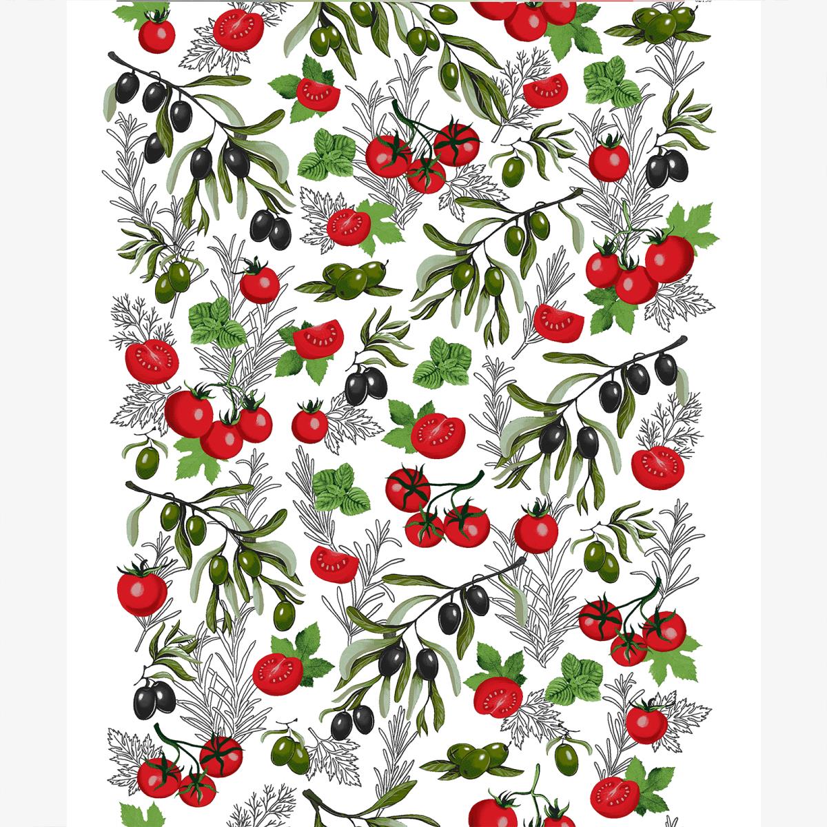 Полотно вафельное 50 см наб рис.62138-1 Помидоро на белом - 2