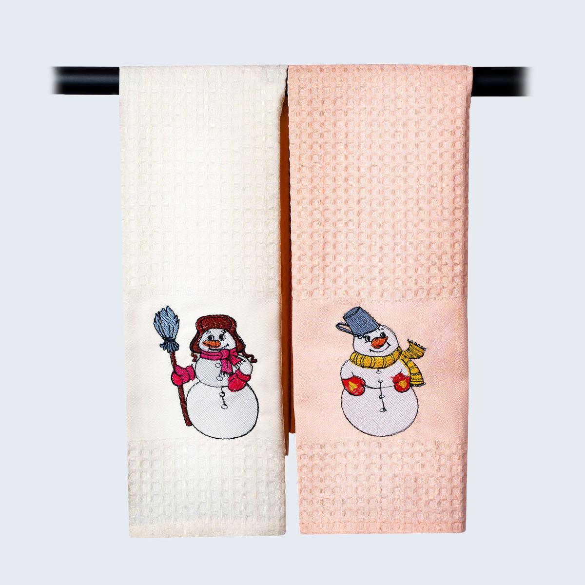 Набор вафельных полотенец Fine Line арт. ДМ-1 Новогодние снеговики - 1