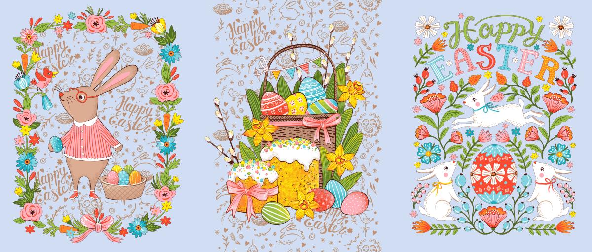 Полотно вафельное 150 см наб рис.35066-2 Happy Easter - 0