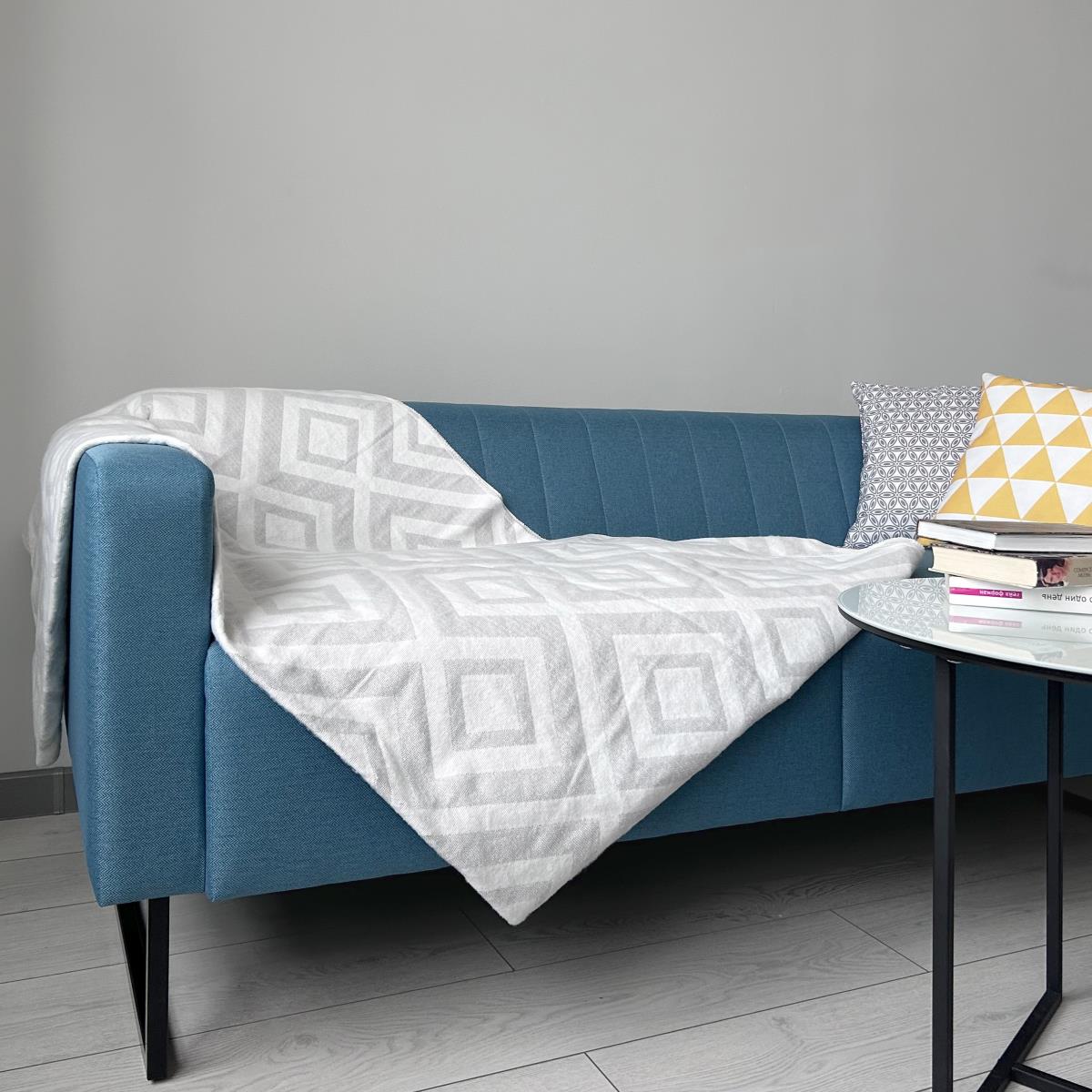 Плед смесовой Все ДOMA/Vse DOMA Helen белый/серый - 0