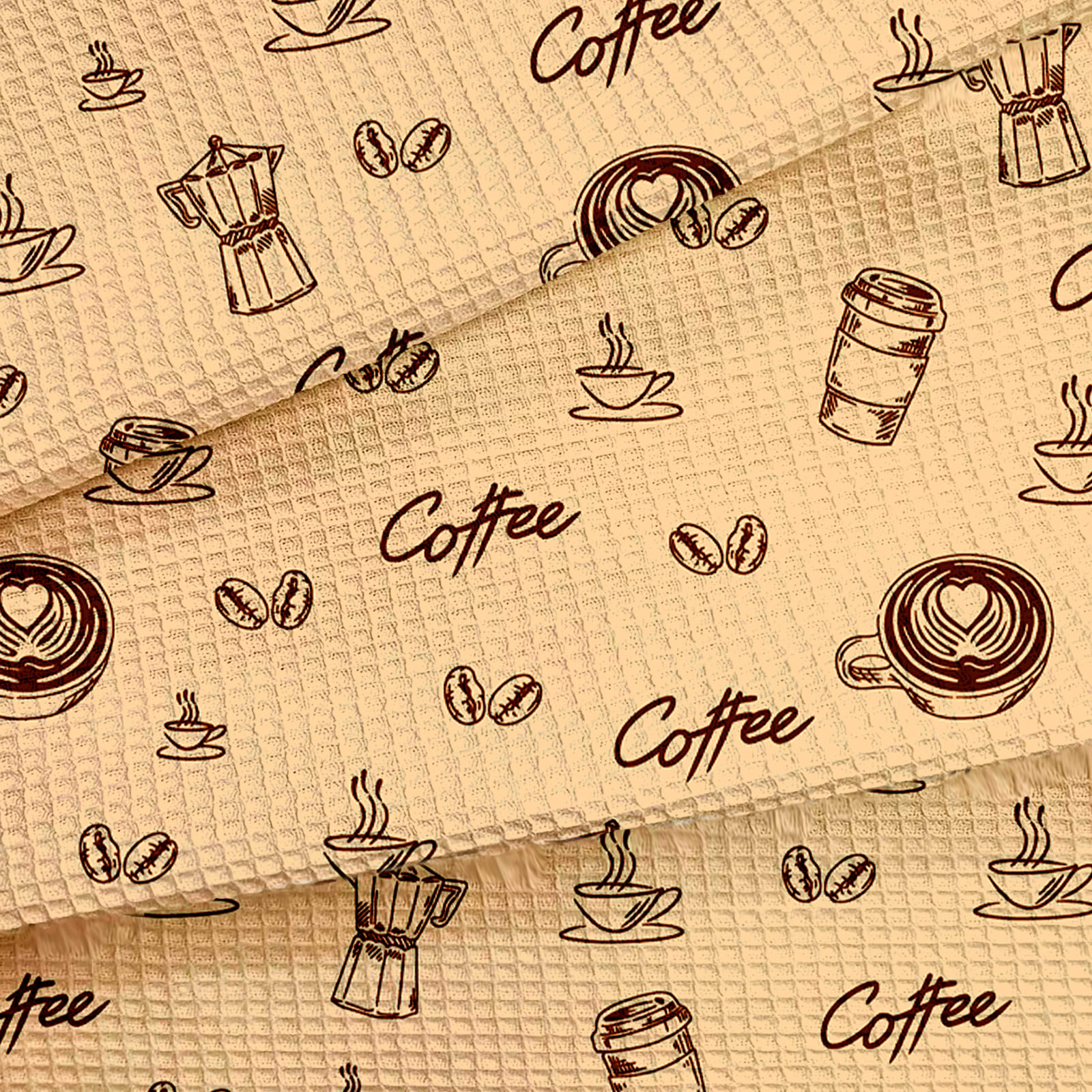 Полотно вафельное 50 см наб рис.29499-1 Кофе-брейк - 1