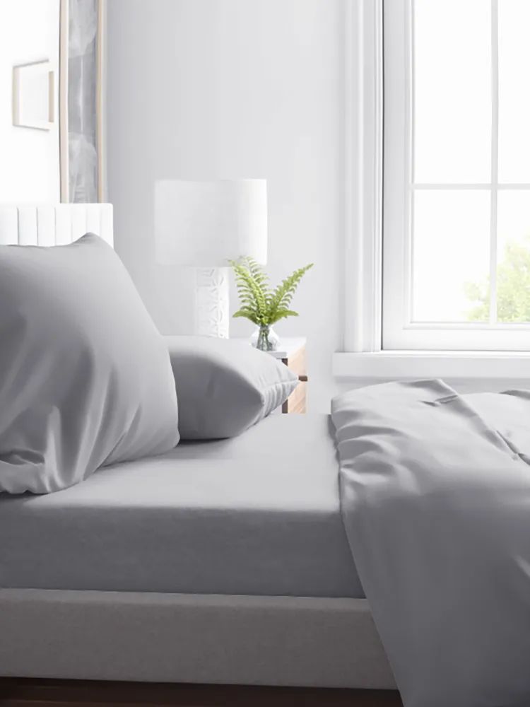 КПБ полисатин однотонный AURA, Grey - 0