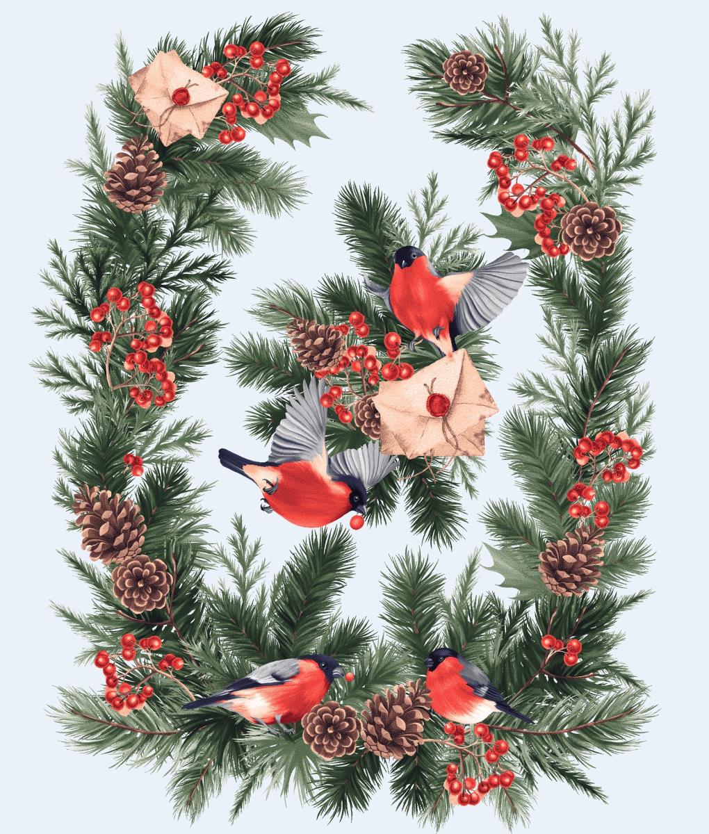 Полотно вафельное 50 см наб рис.29280-1 Новогодняя открытка - 0