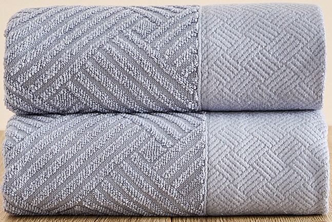 Комплект махровых полотенец FLOOX бордюр Венера , серо-голубой - 0