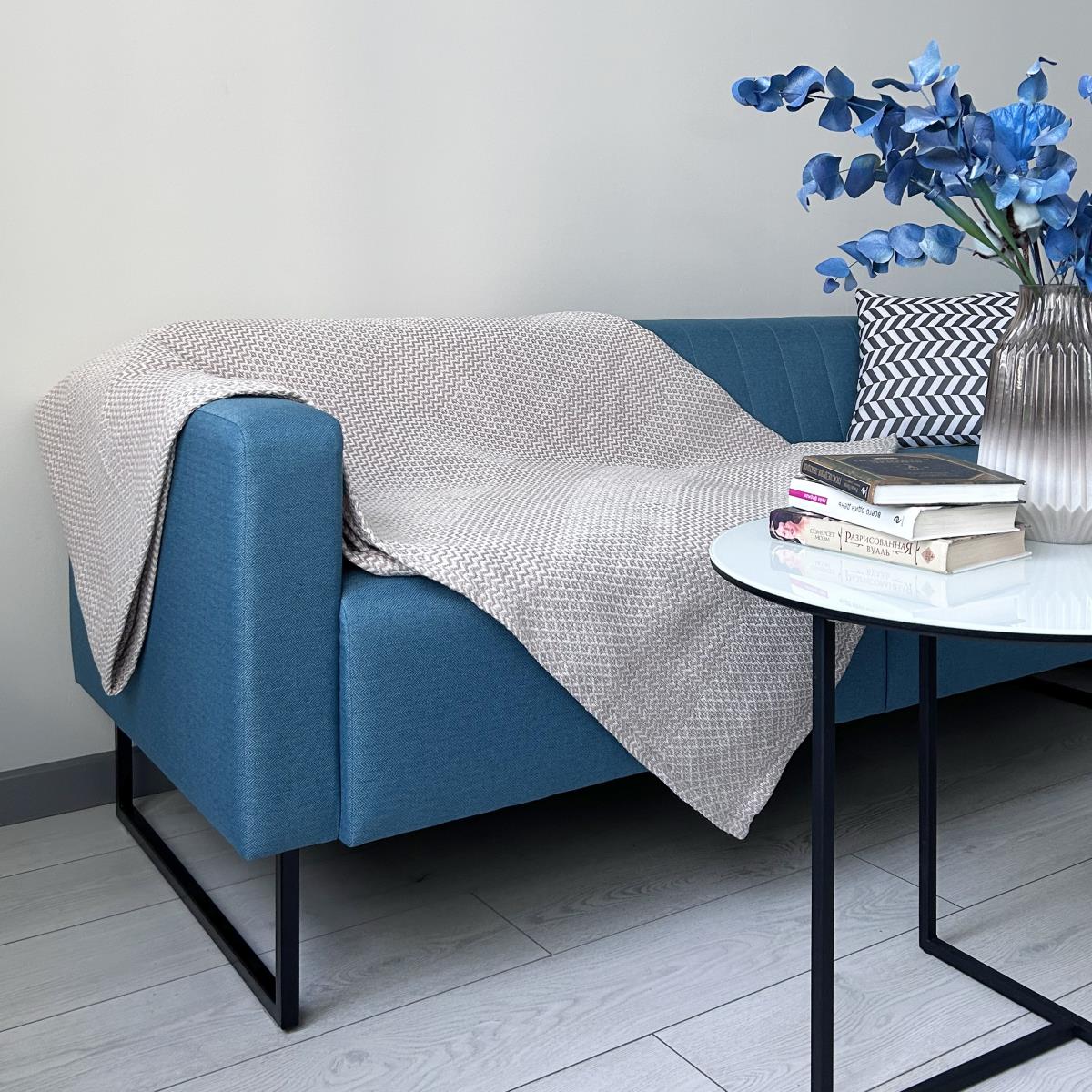 Плед-покрывало смесовой Все ДOMA/Vse DOMA Samanta белый/песочный - 0