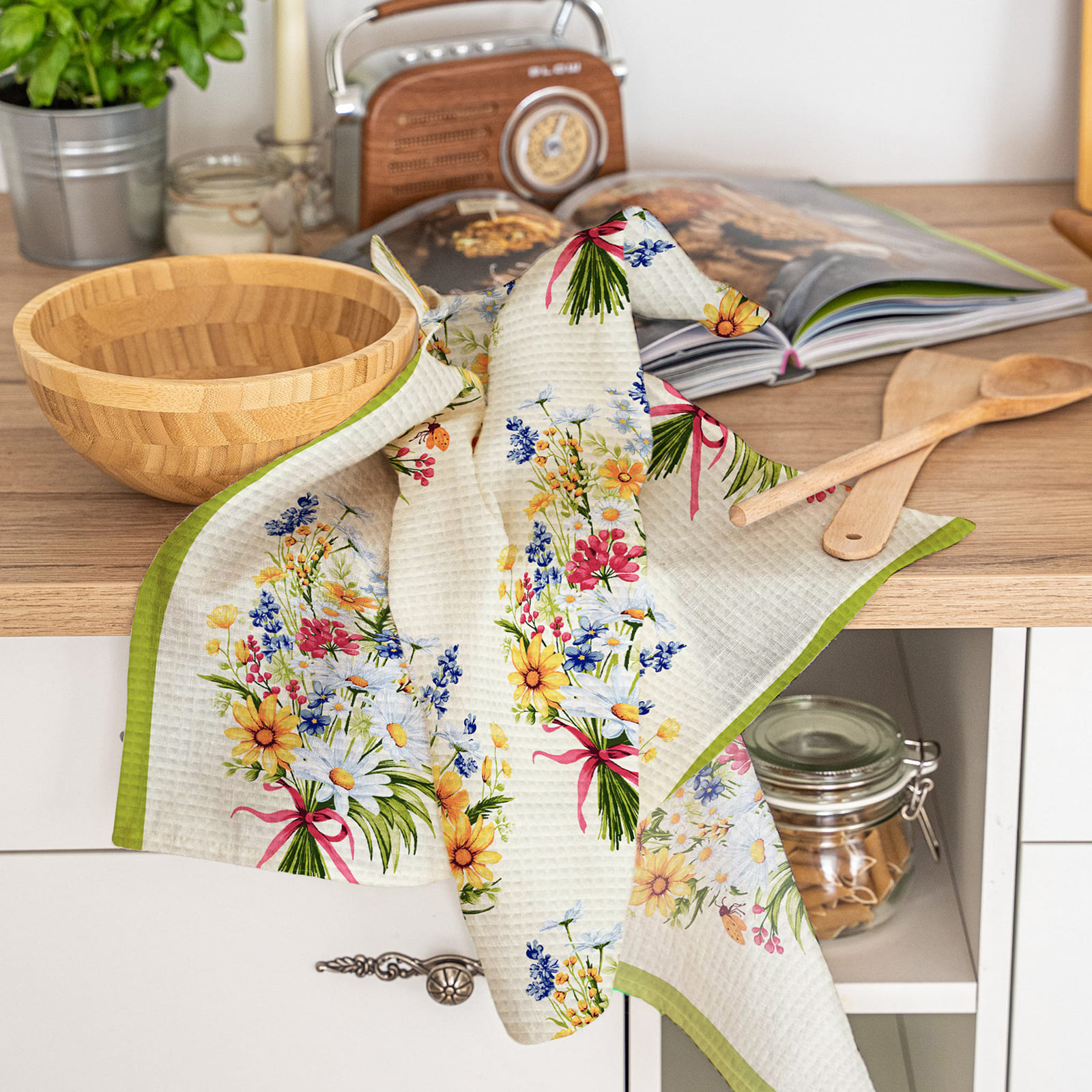 Полотно вафельное 50 см наб рис.29433-1 Весенний букет - 1