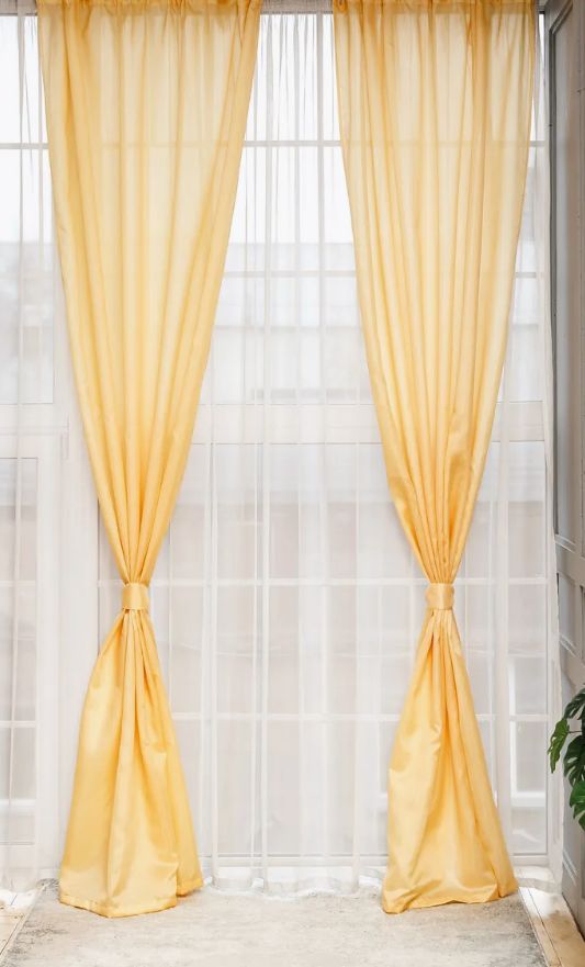 Штора портьера жаккард Fine Line Бамбук, золото - 0