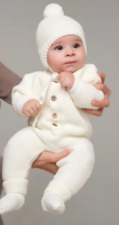 Шапка вязаная детская, 0-3 м, серый - 0