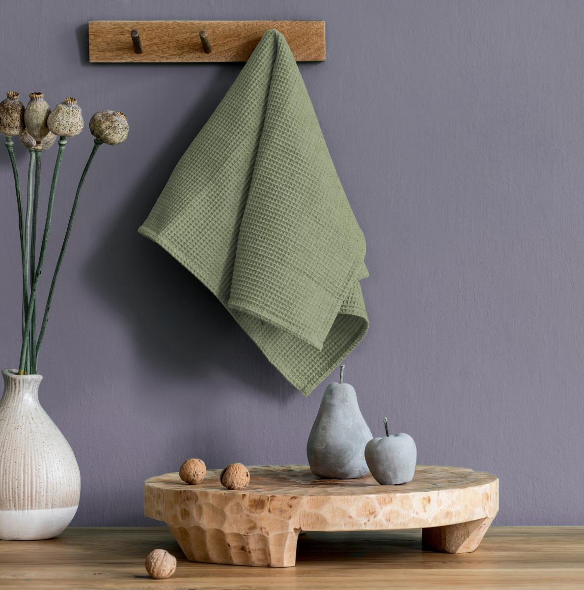 Полотенце вафельное Vse DOMA рис.60008-5 Олива - 0