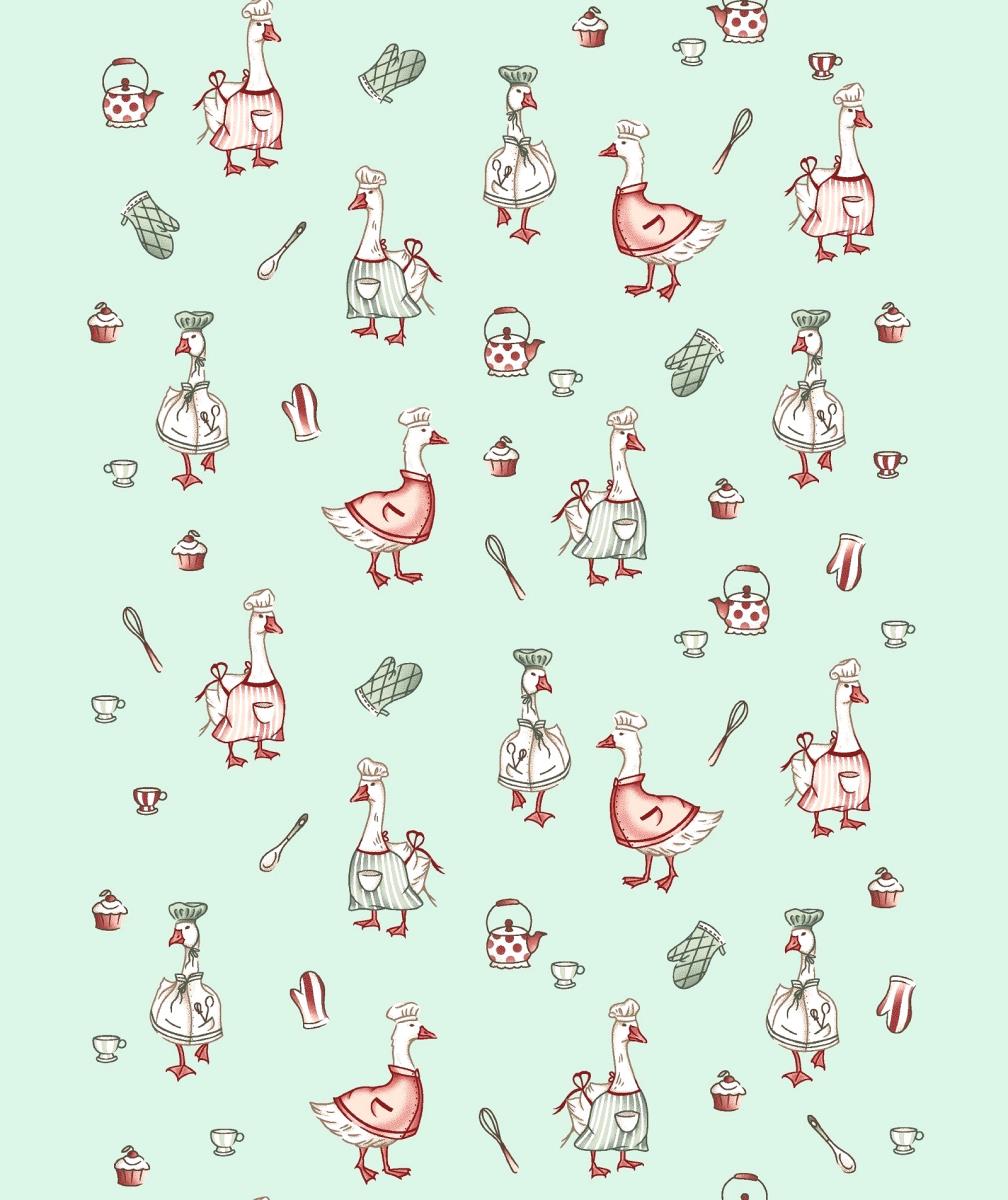 Полотно вафельное 50 см наб рис.29477-2 Гуси - 1