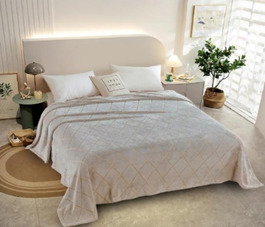 Плед велсофт Vse DOMA Ромб, цвет бежевый, БАМБУК, ролик