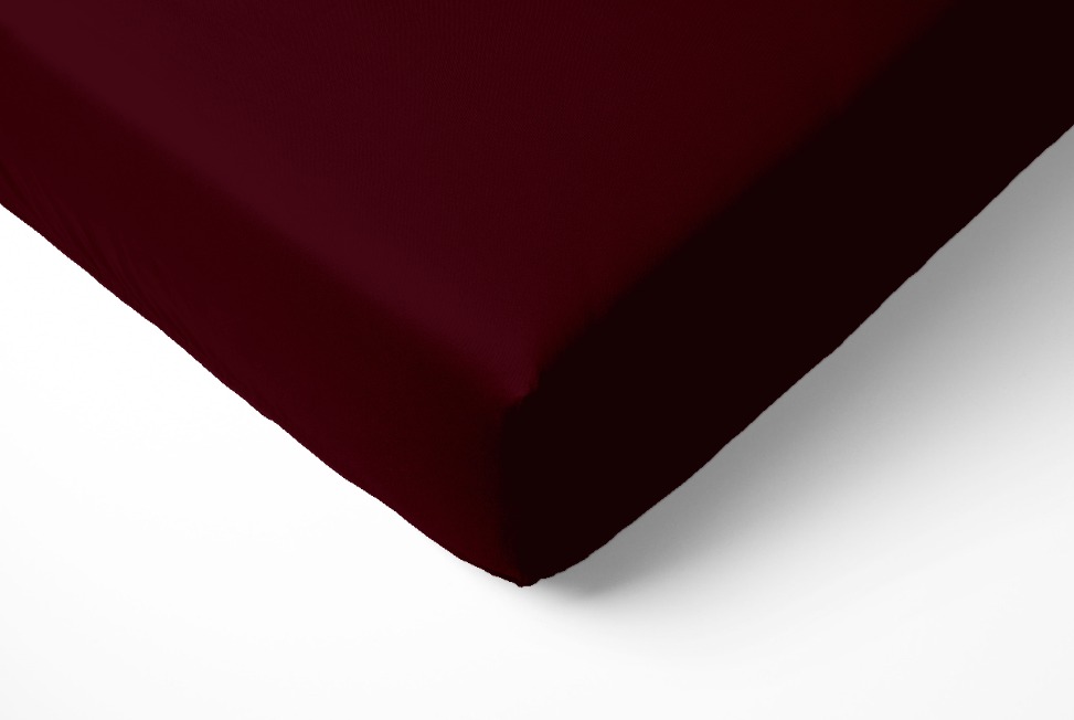 Простыня трикотажная на резинке Fine Line марсала - 0