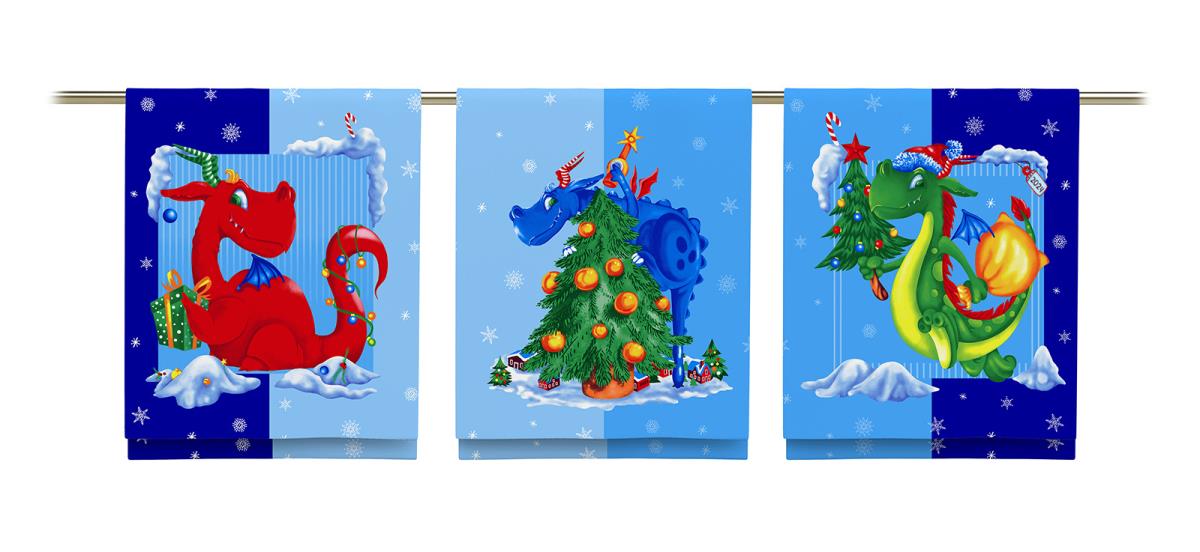 Полотно вафельное 150 см наб рис.29213-1 Веселые драконы - 1