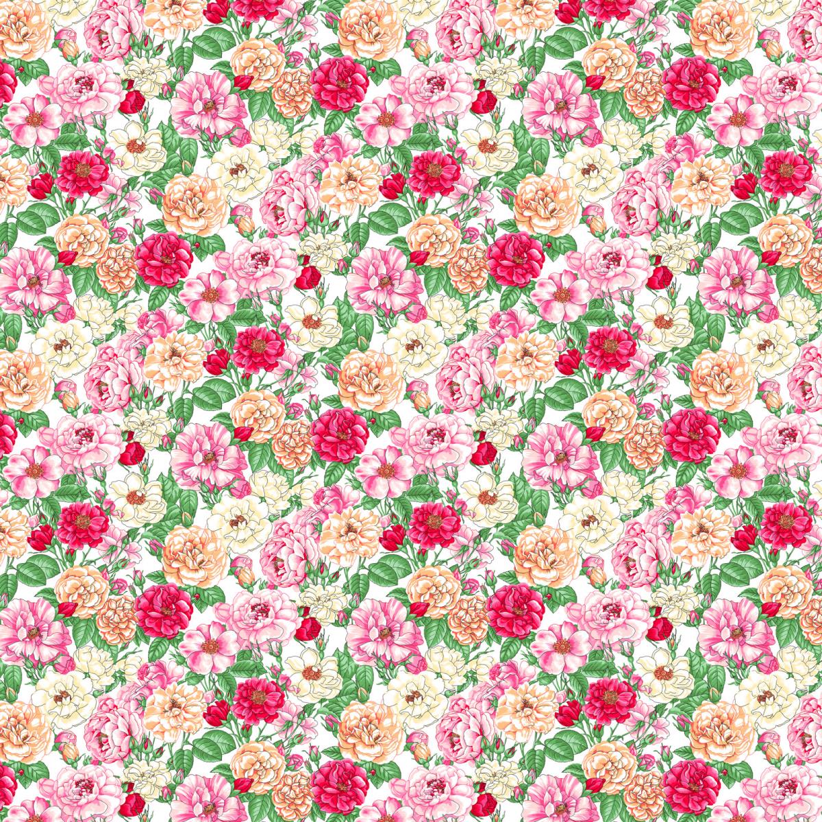 Бязь Премиум 150 см наб рис.13345-3 Цветущий шиповник - 1