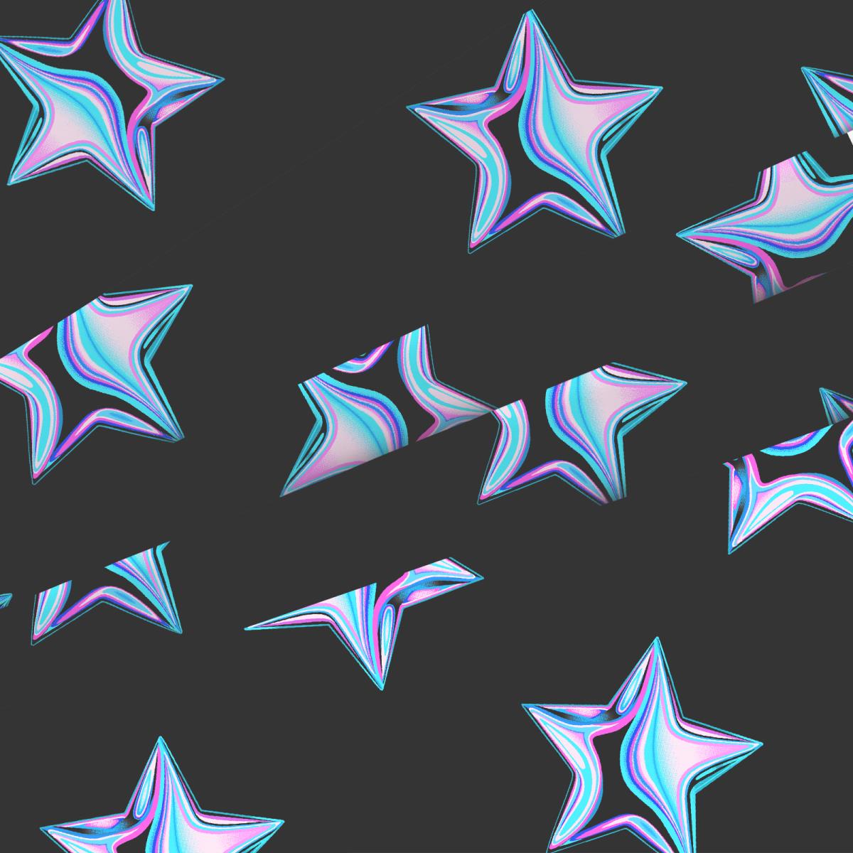 Перкаль 220 см наб рис.50255-2 Неоновые звезды на черном (комп 937639) - 2