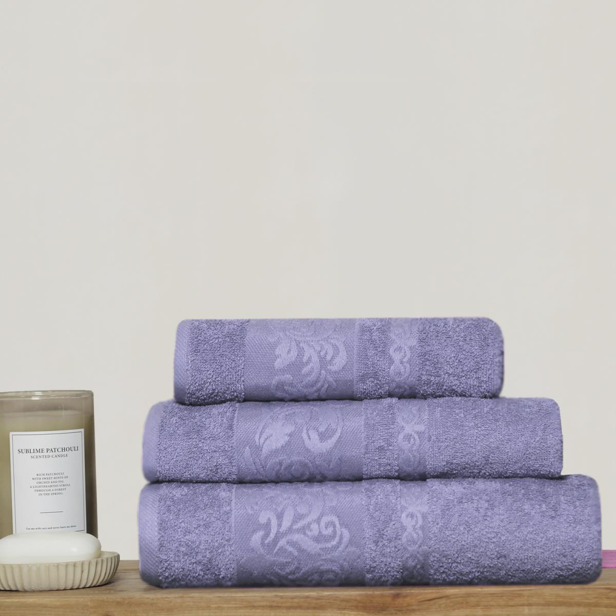 Полотенце махровое Fine Line бордюр Манок фиолетово-голубой - 0