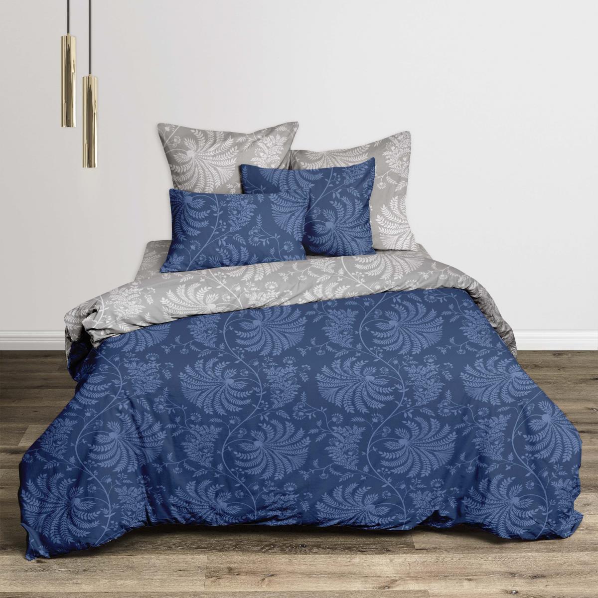 КПБ сатин Fine Line рис.50366-1/50366-2 Королевский синий - 0