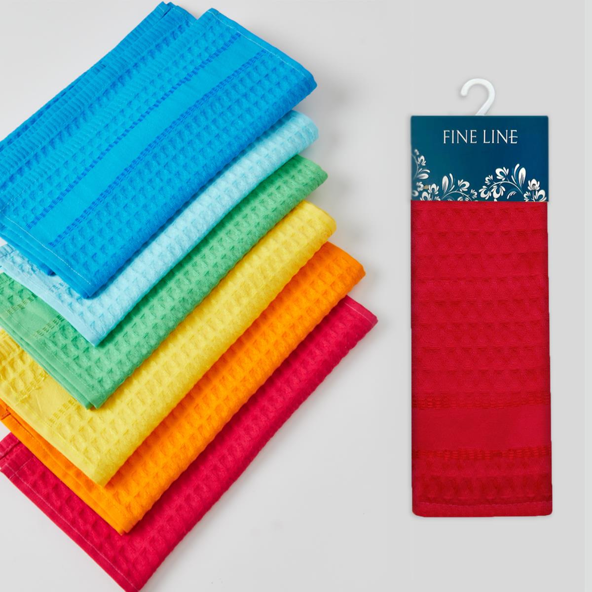 Комплект вафельных полотенец Fine Line Звезды красный на хангере - 3