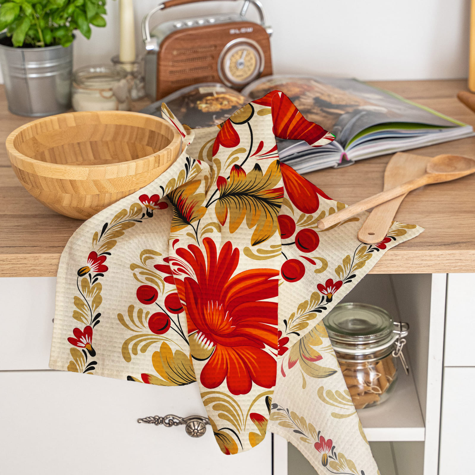 Полотно вафельное 50 см наб рис.29431-1 Аленький цветочек - 1