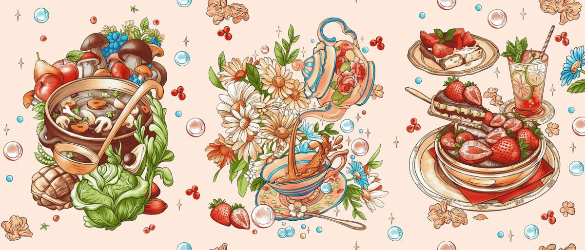 Рогожка 150 см наб рис.29342-1 Вкусности - 0