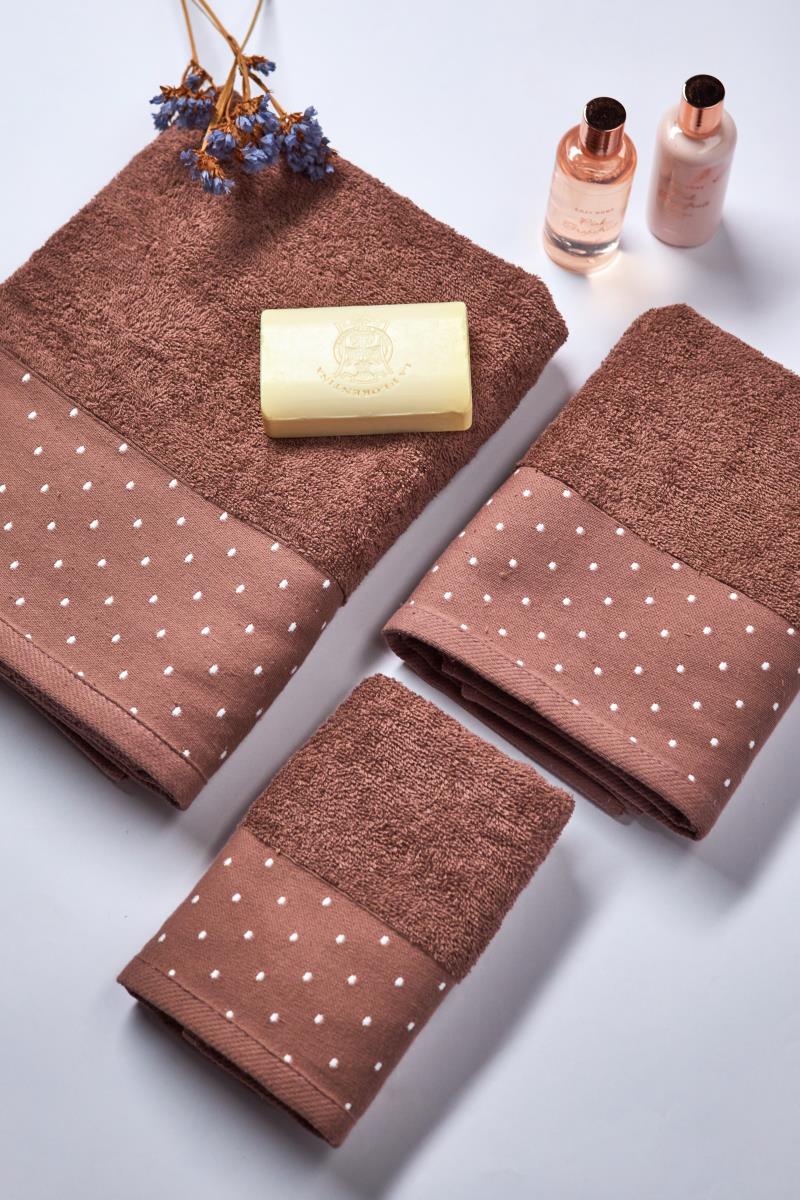 Полотенце махровое Fine Line бордюр Горошки шоколад - 1