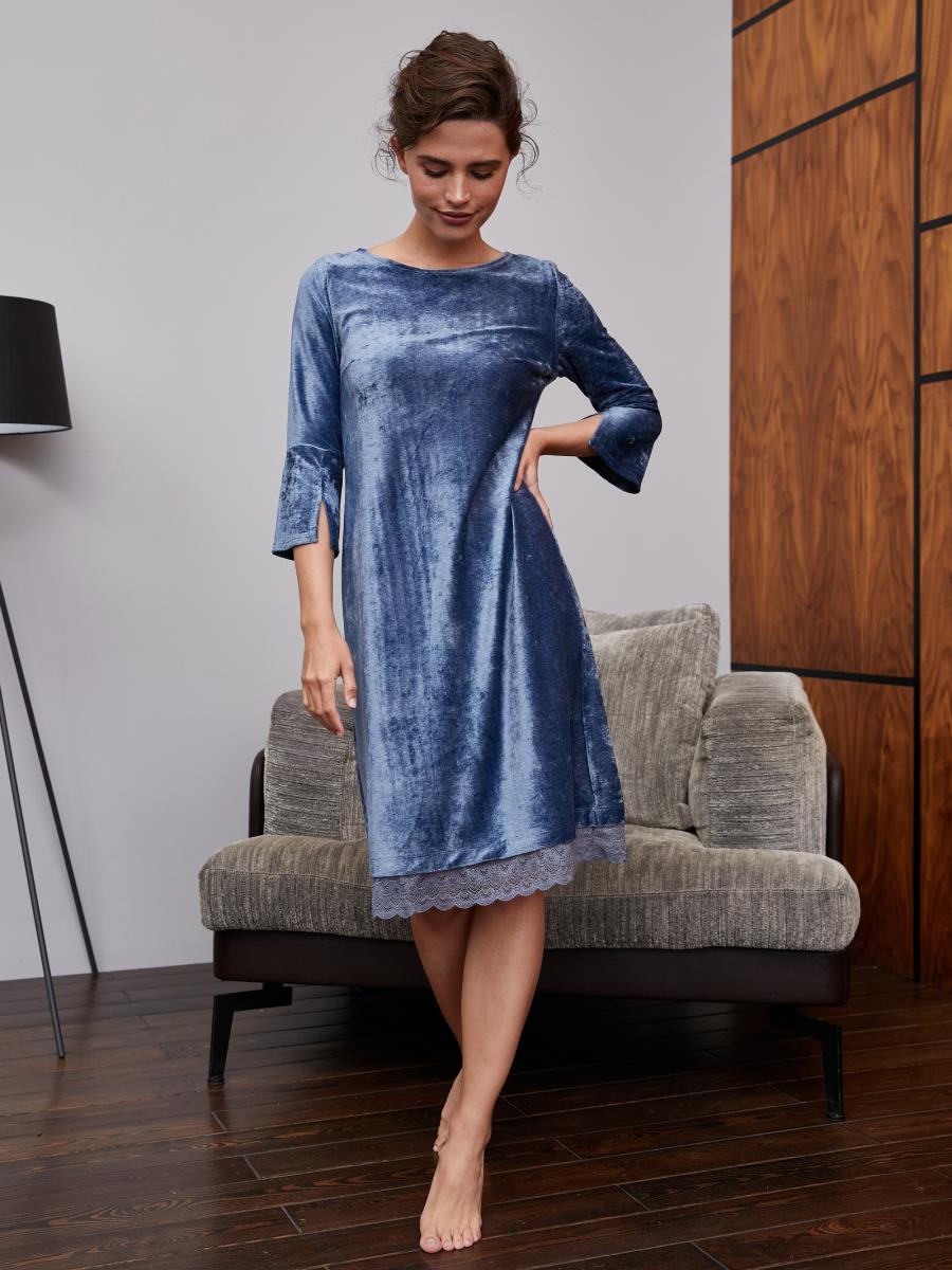 Платье жен Mia Cara AW20WV306A Veloure синий меланж - 0