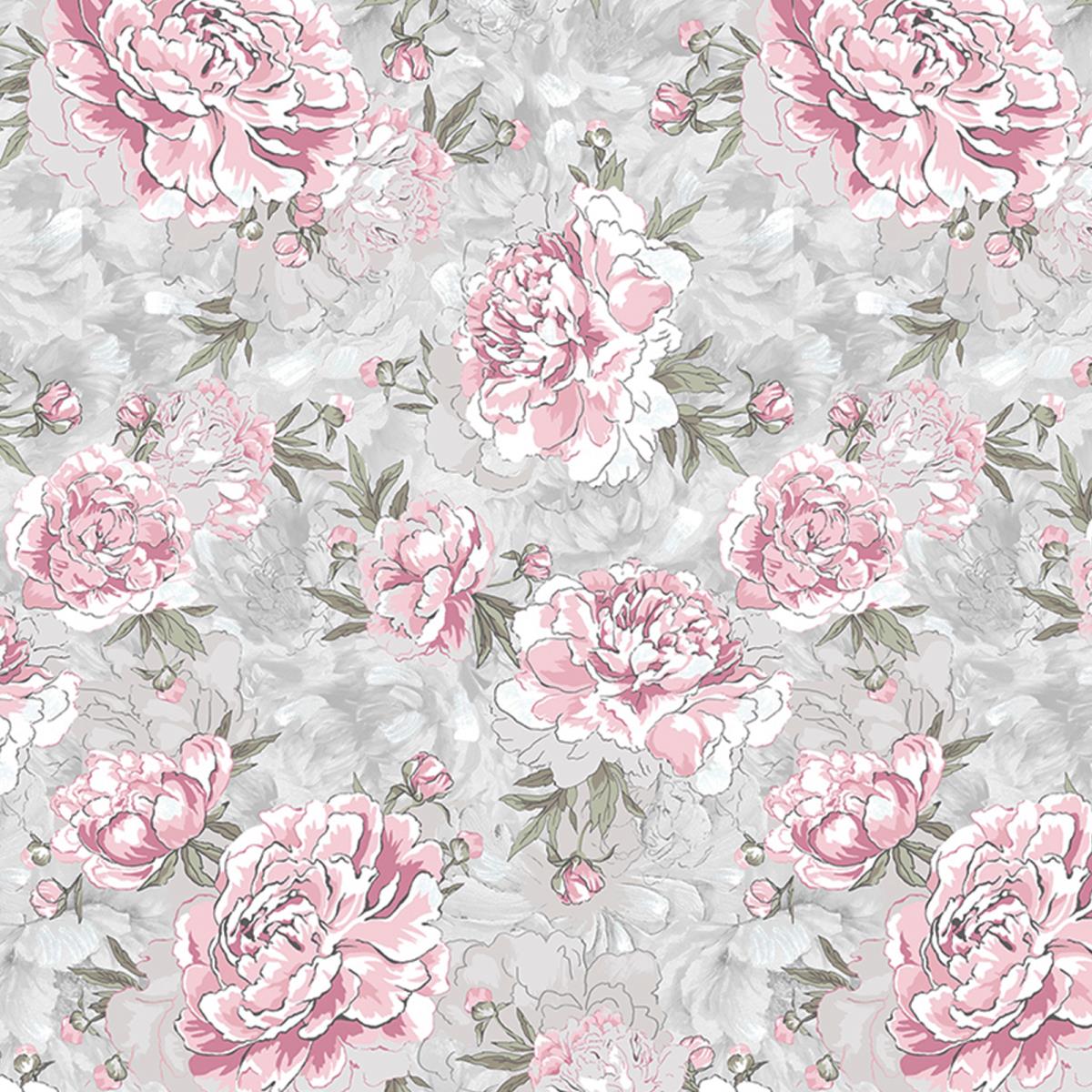 Поплин 220 см наб рис.50042-1 Пионовый сад - 1