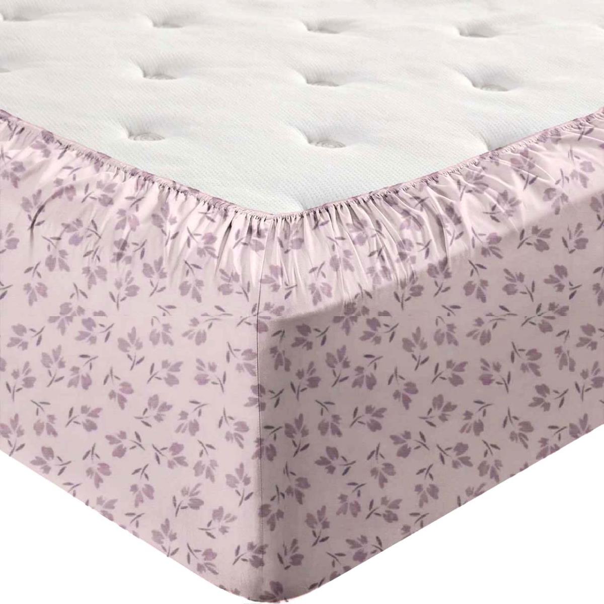 Простыня трикотажная на резинке Fine Line Цветы розовый - 1