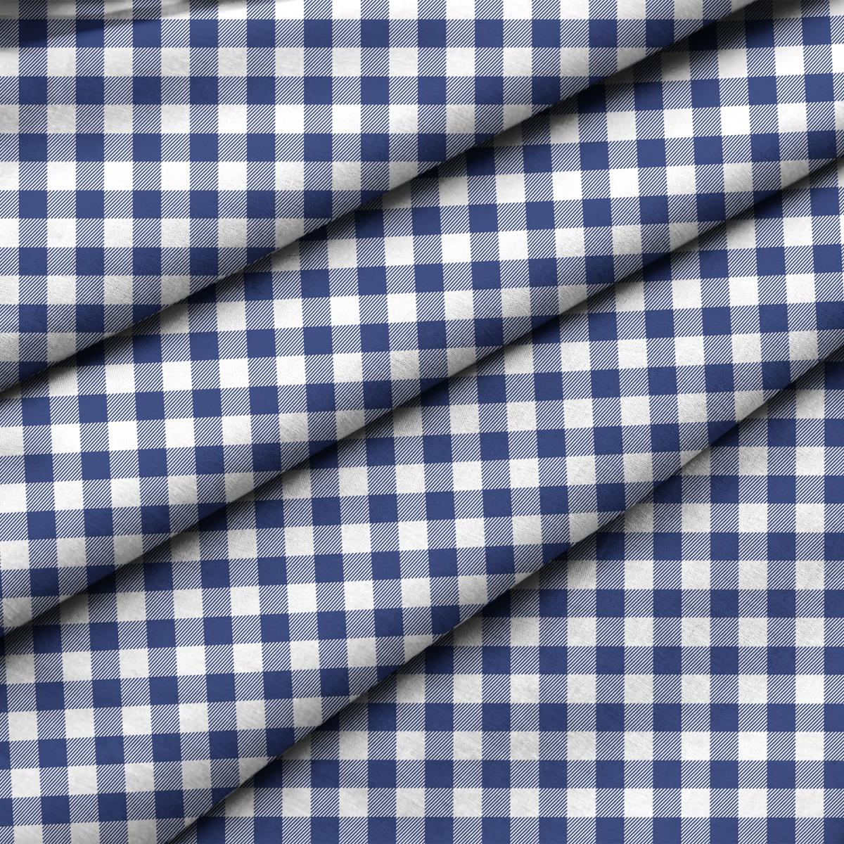 Скатерть рогожка Fine Line рис.62065-1 Синяя клетка - 1