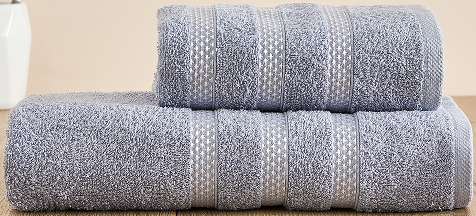 Комплект махровых полотенец FLOOX бордюр Звезда , серо-голубой - 0