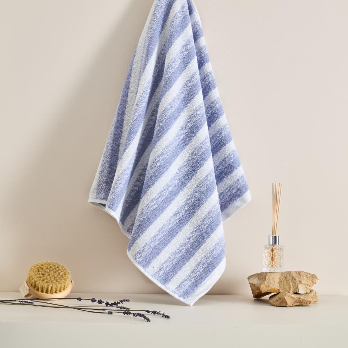 Полотенце махровое Fine Line Полоса , васильковый, пестроткань - 1