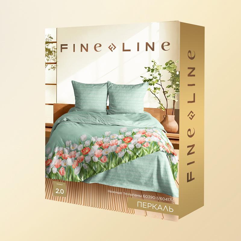 КПБ перкаль Fine Line рис.60390-1/60417-1 Нежные тюльпаны - 3