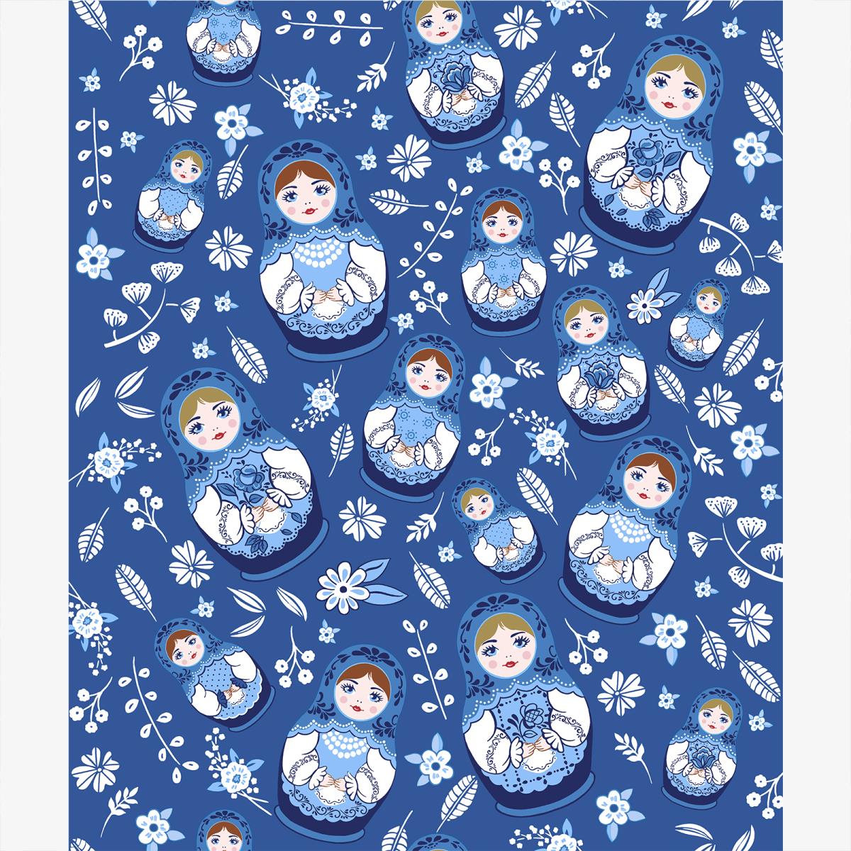 Полотно вафельное 50 см наб рис.62164-1 Матрешка Гжель - 2