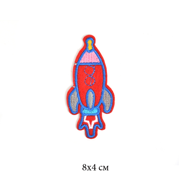 Термоаппликации арт.TBY-2138 Ракета красная 8*4 см - 0