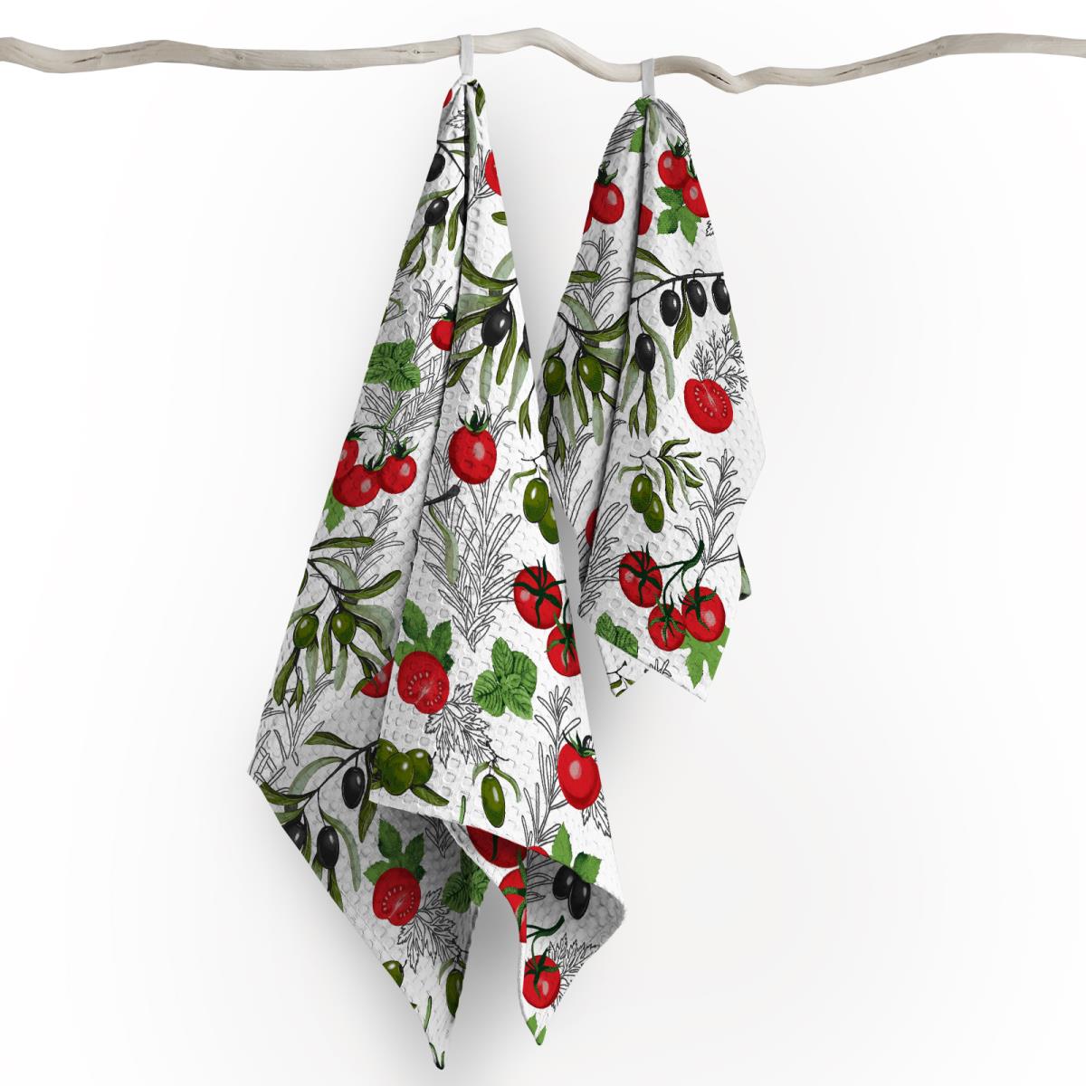 Полотно вафельное 50 см наб рис.62138-1 Помидоро на белом - 3