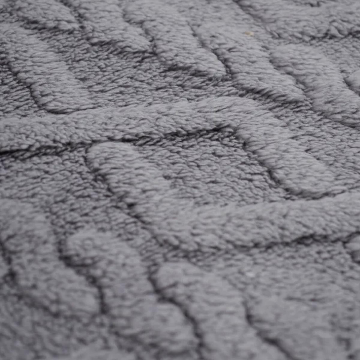 Плед велсофт Vse DOMA шерпа, косичка, серый - 2