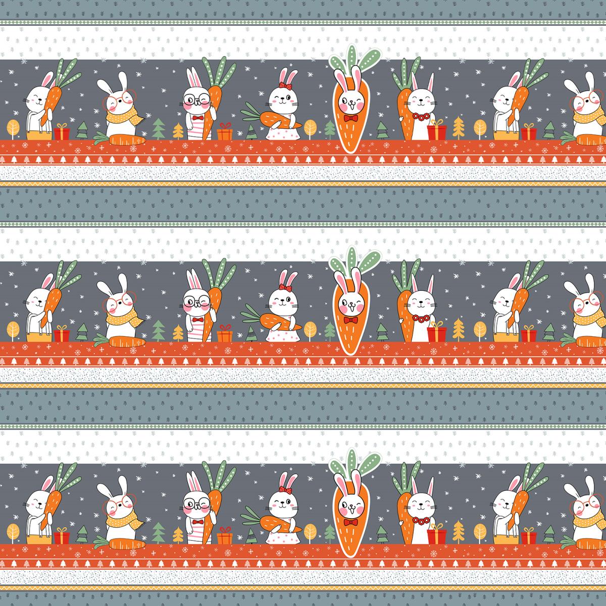 Перкаль 150 см наб рис.13409-1 Морковный зайка - 1
