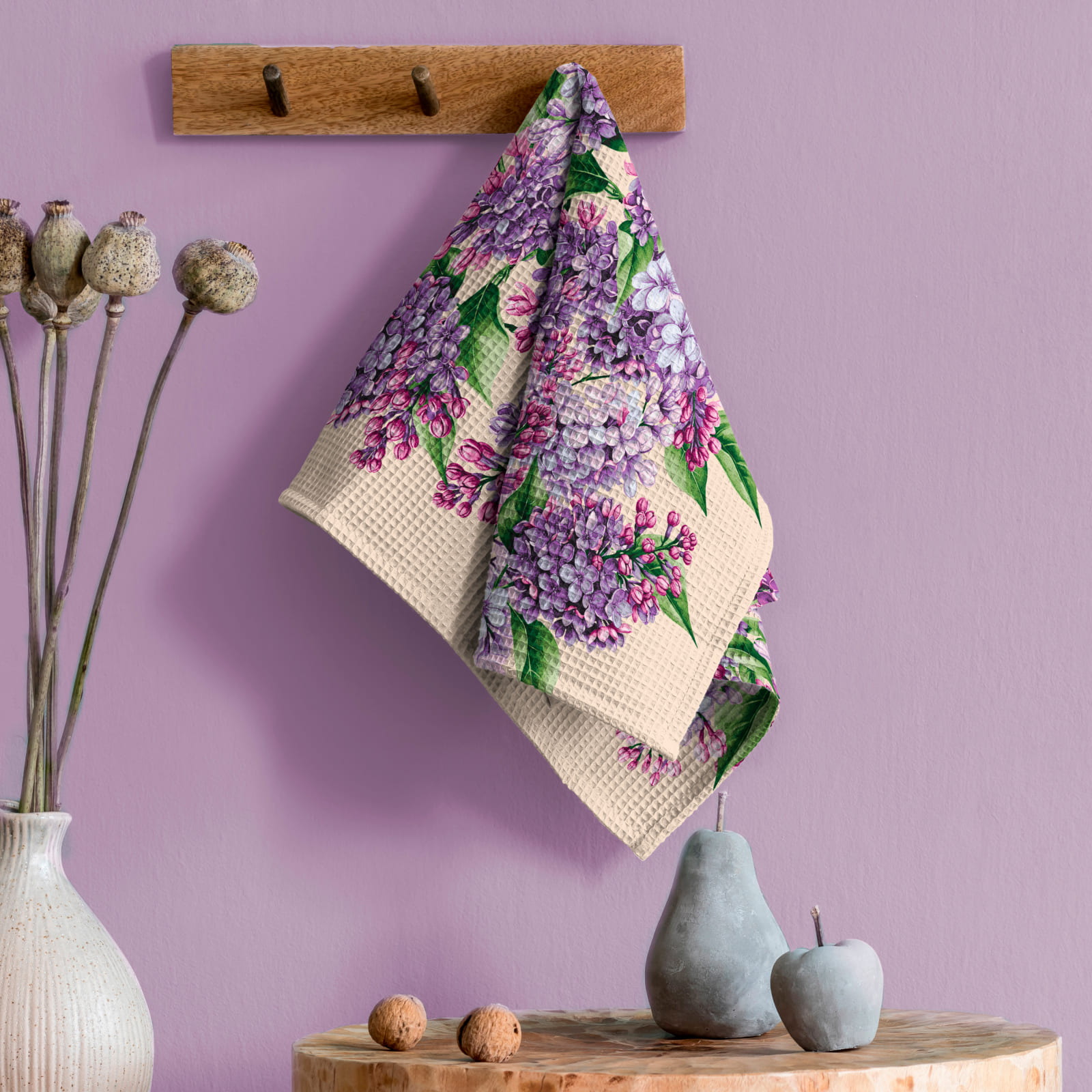 Полотно вафельное 50 см наб рис.29428-2 Сирень - 1