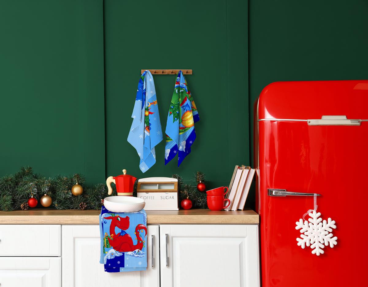 Полотно вафельное 150 см наб рис.29213-1 Веселые драконы - 2