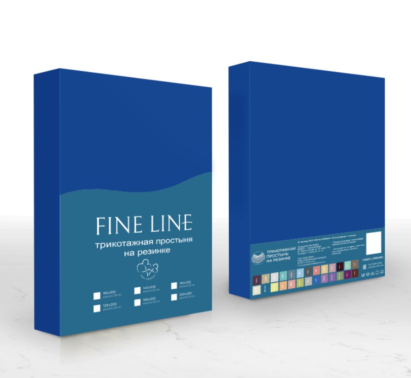 Простыня трикотажная на резинке Fine Line синий - 3